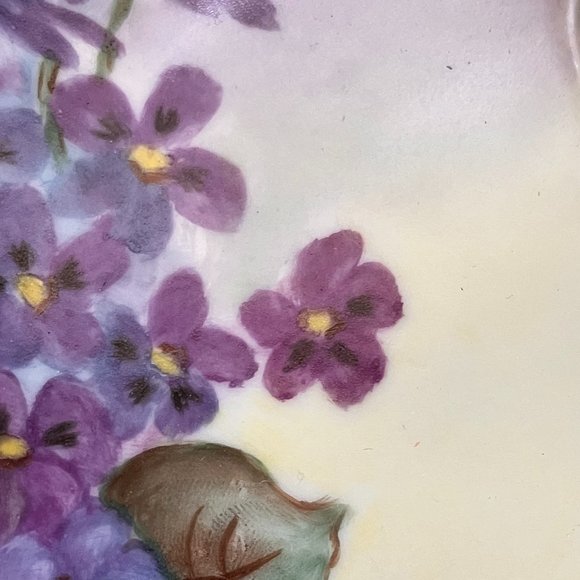 Vintage Violets Lemon Plate Server with Gold Painted Handle - MZ Austria China - Picture 3 of 6